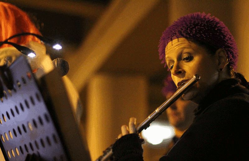 Melissa Underhill, of the Fremont Phil, plays with her eyebrows